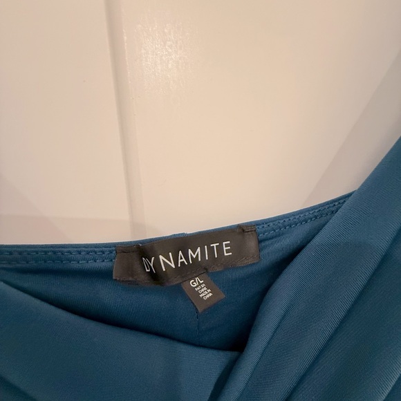 DYNAMITE - Size Large - Teal Slinky Spaghetti Strap Dress - Picture 2 of 2